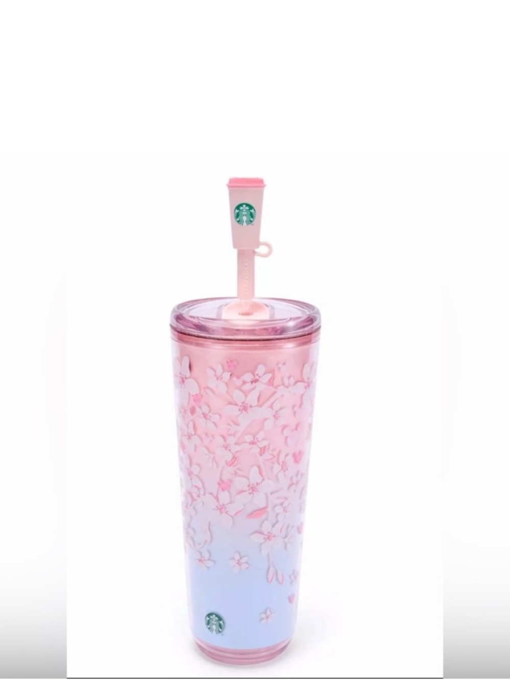 2026 Disney Parks Sakura Cherry Blossom Starbucks Tumbler With Pink Straw Topper